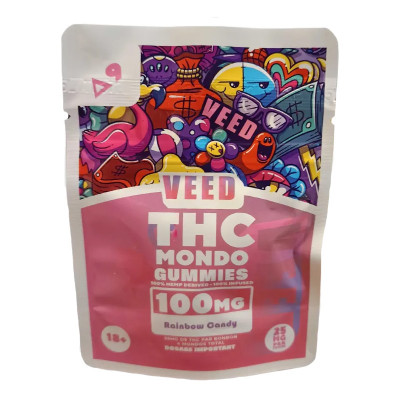 DELTA 9 THC CBD DISCOUNTER : Gummies THC Mondo Rainbow Candy 100mg delta 9 THC x4 - VEED