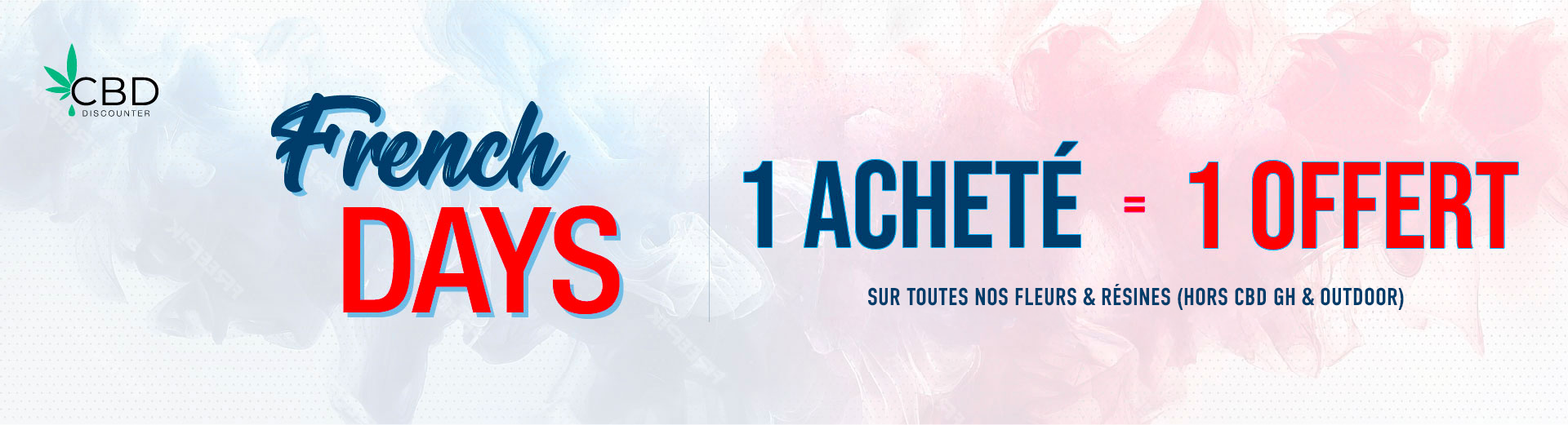 Visuel de CBD pas cher avec flacons d'huiles et fleur de CBD - CBD Discounter